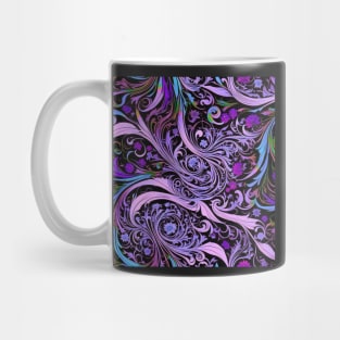 Psychedelic Art Nouveau Alphonse Mucha Pink Purple on Black Floral Graphic Print Mug